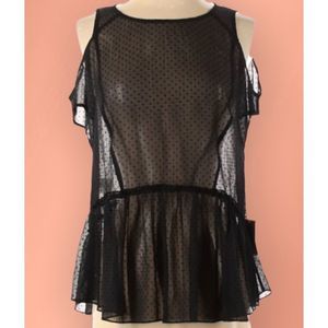 RACHEL Rachel Roy Women’s black Lace Short Sleeve Top Size Small